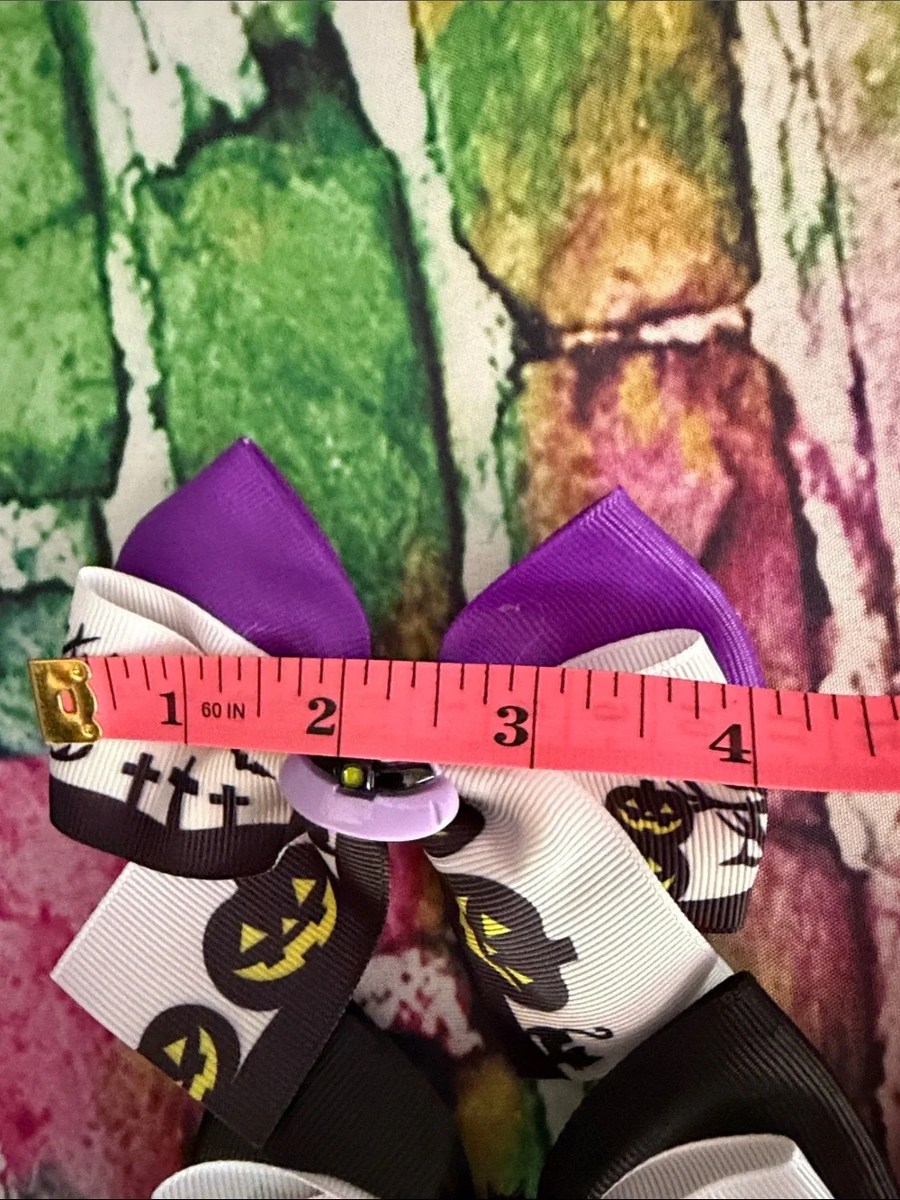 Halloween Kids Ribbon Hair Bows - Orange, Purple, Black, White